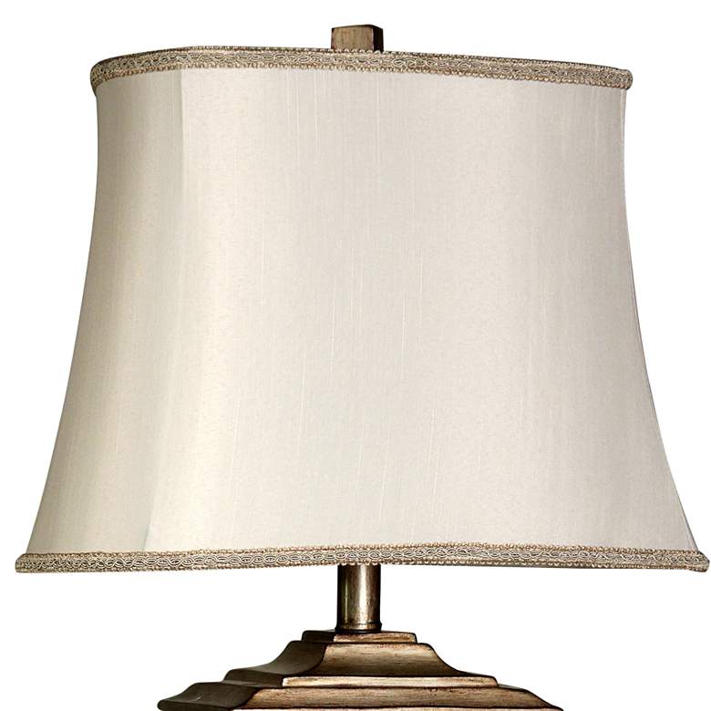 Image 2 Stylecraft Bellevue Raised Leaf with White Ivory Fabric Shade Table Lamp more views