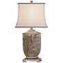 Stylecraft Bellevue Raised Leaf with White Ivory Fabric Shade Table Lamp
