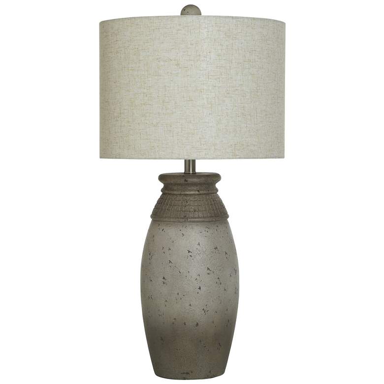 Image 1 Stylecraft Benjamin 32" High Oatmeal Shade Bronzecotta Table Lamp