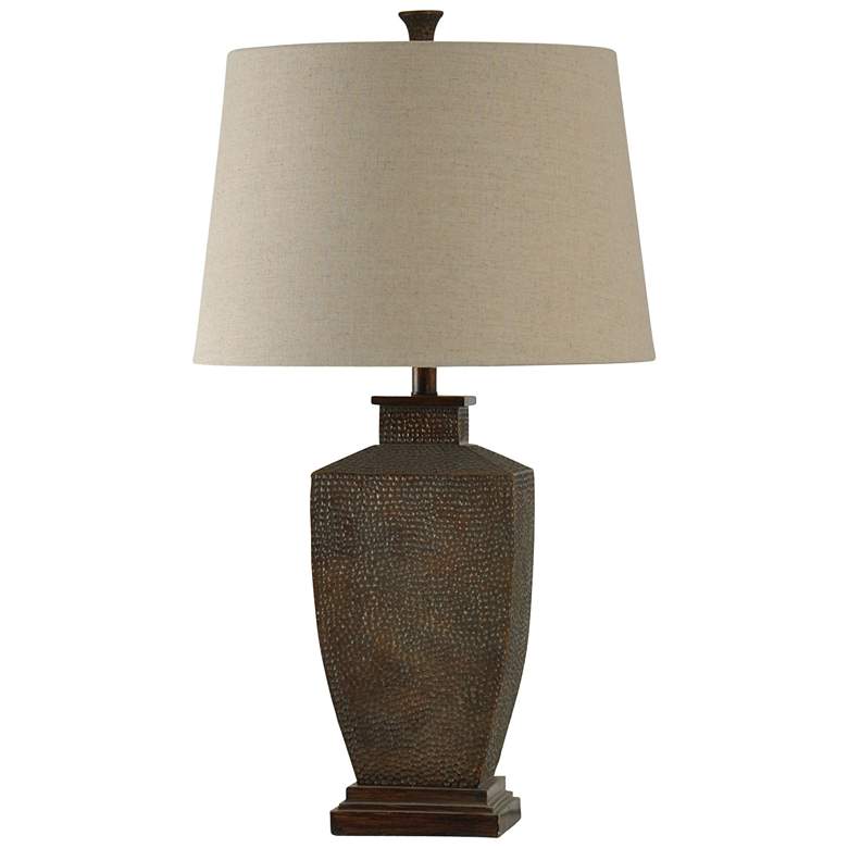Image 1 Stylecraft Berkshire 32 inch White Fabric and Textured Brown Table Lamp