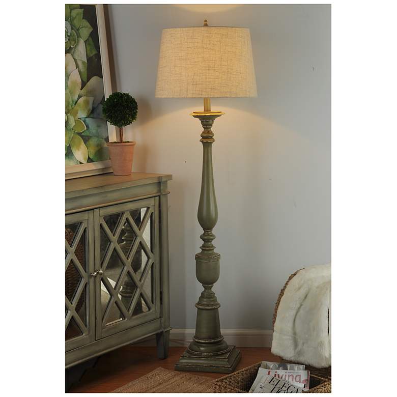Image 5 Stylecraft Bourgault 64" High Oatmeal and Olive Green Floor Lamp more views