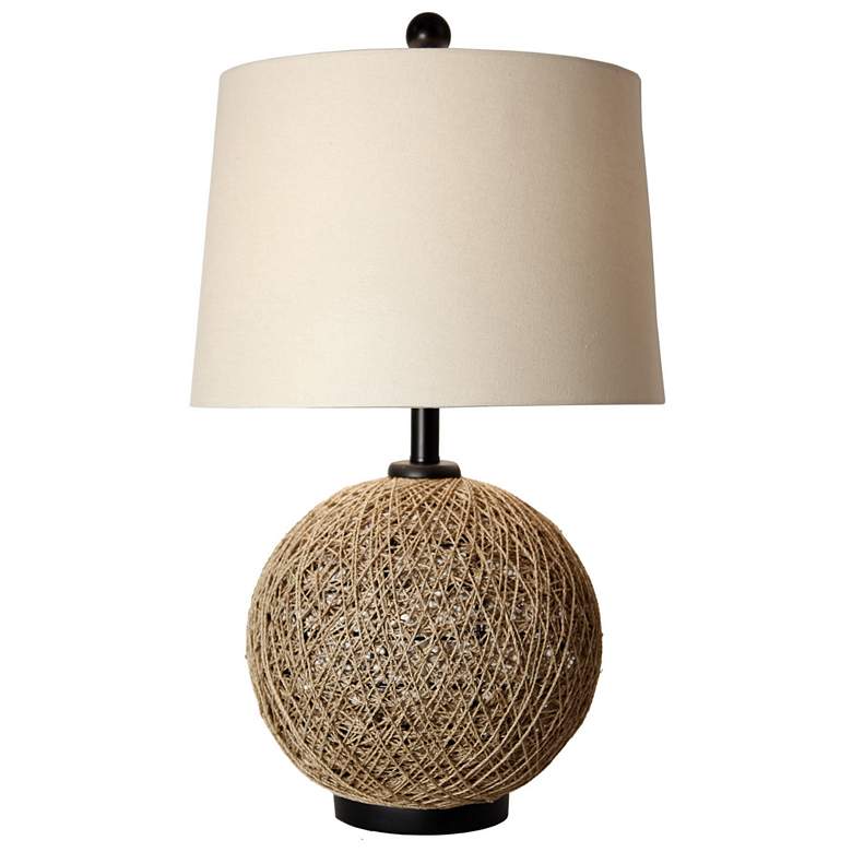 Image 1 Stylecraft Bronze with Off-White Shade Woven Natural Rattan Table Lamp