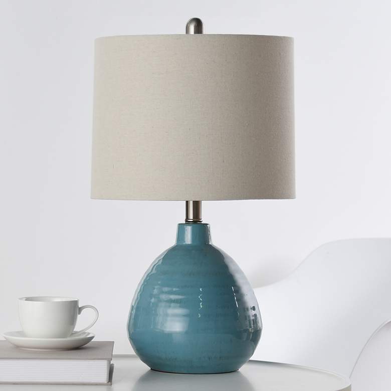 Image 1 Stylecraft Cameron 21.5 Seaside Storm Blue Ceramic Table Lamp