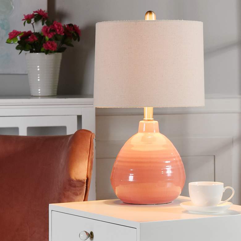 Image 1 Stylecraft Cameron 21 1/2" Ceramic Raspberry Surprise Pink Table Lamp