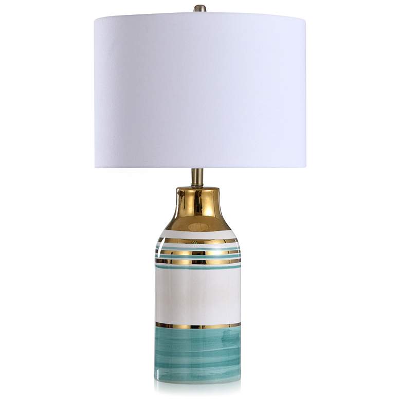 Image 1 Stylecraft Cameron 30" Teal and White Modern Jar Table Lamp