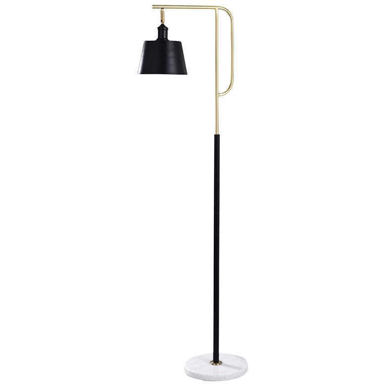 Image 1 StyleCraft Canella 60 inch Offset Arm Marble and Gold Black Floor Lamp