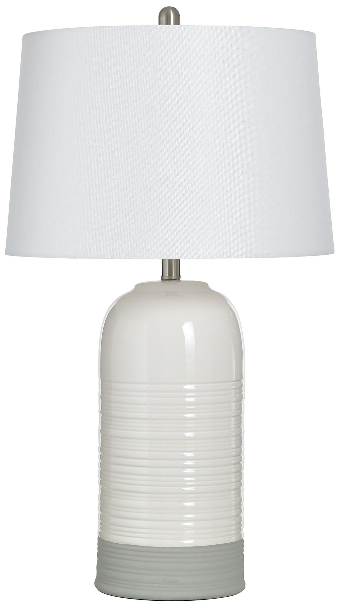Image 2 StyleCraft Ceramic 30" High Grey Table Lamp with Off-White Shade
