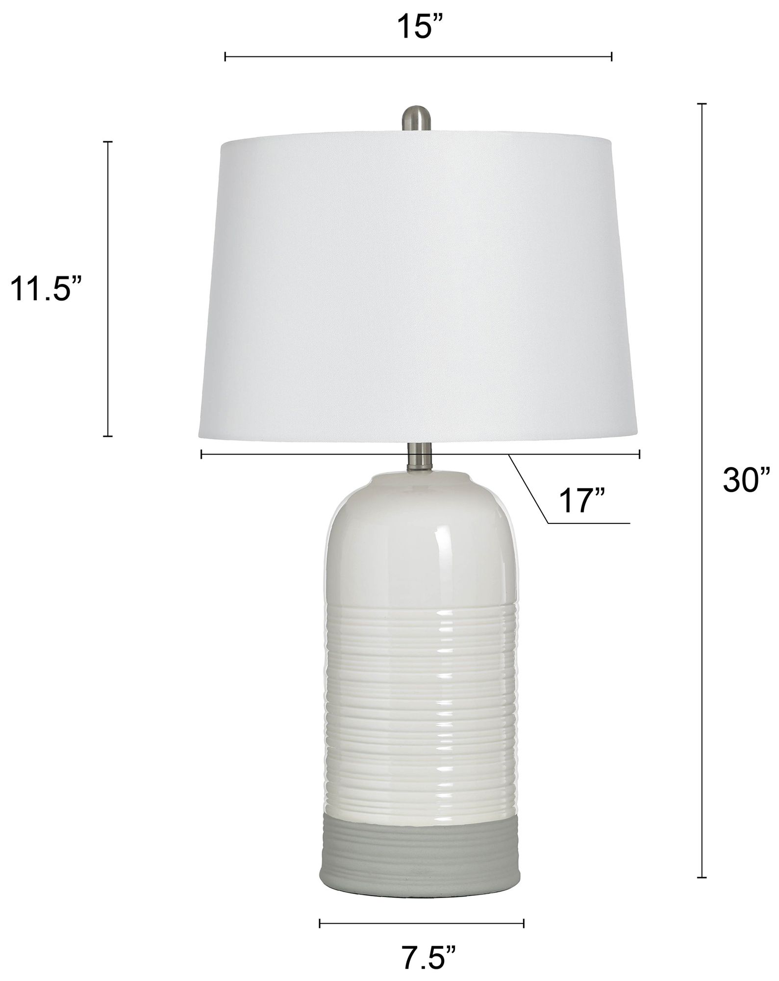 Image 7 StyleCraft Ceramic 30" High Grey Table Lamp with Off-White Shade more views