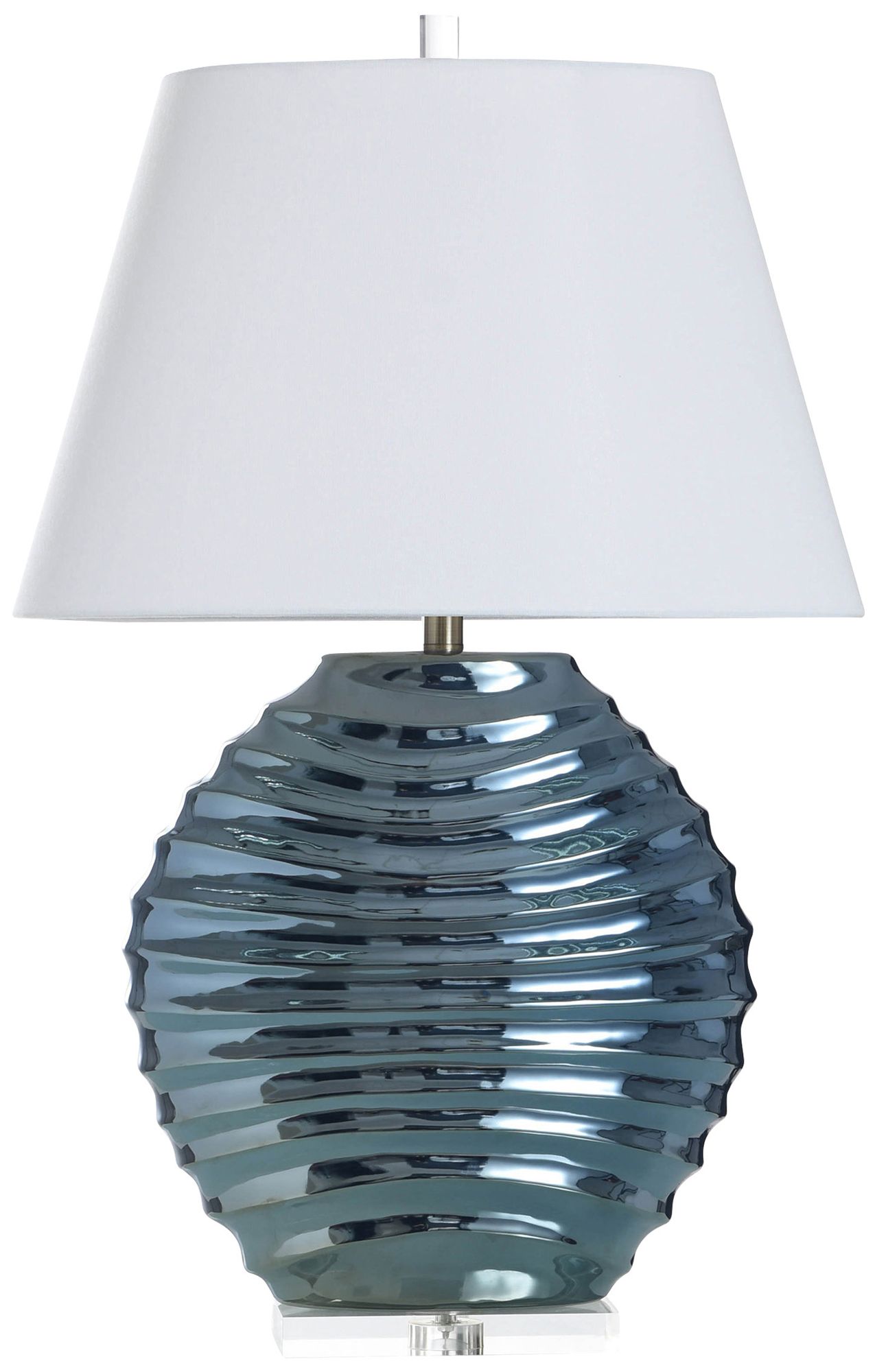 Image 2 StyleCraft Ceramic 31" High Kozen Blue Table Lamp with White Shade