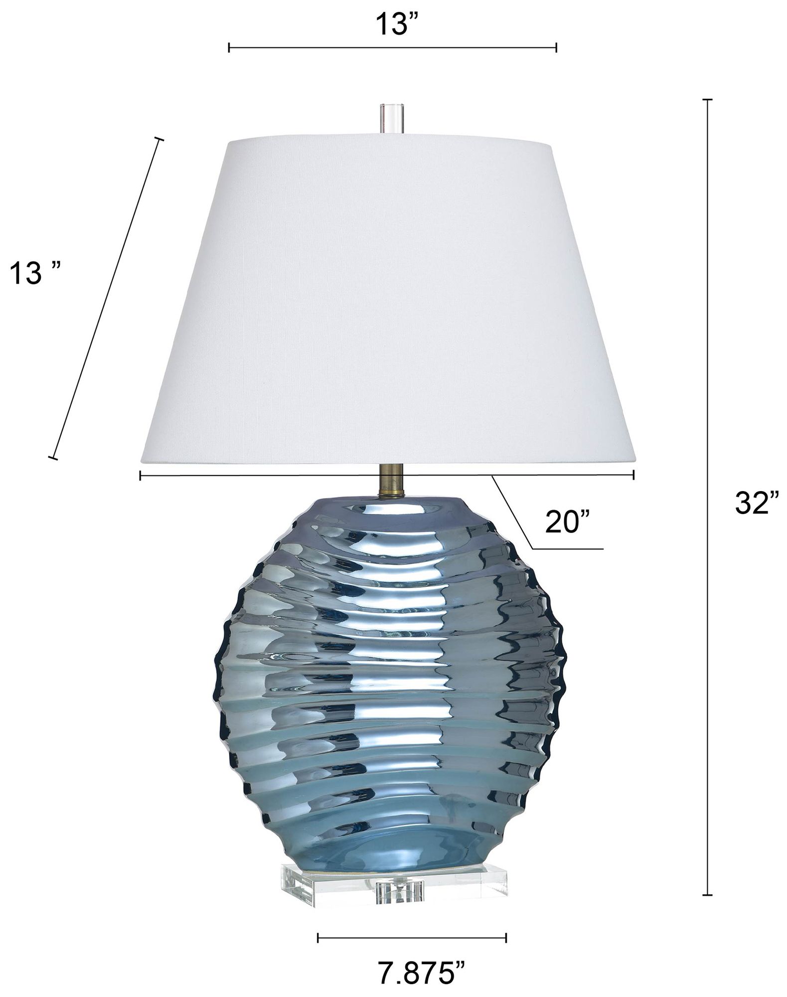 StyleCraft Ceramic 31" High Kozen Blue Table Lamp with White Shade