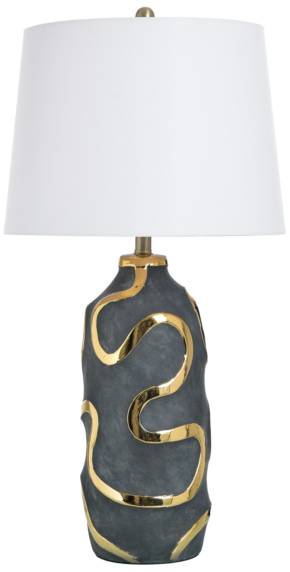 Image 2 StyleCraft Ceramic 32" High Izmir Gold Table Lamp with White Shade