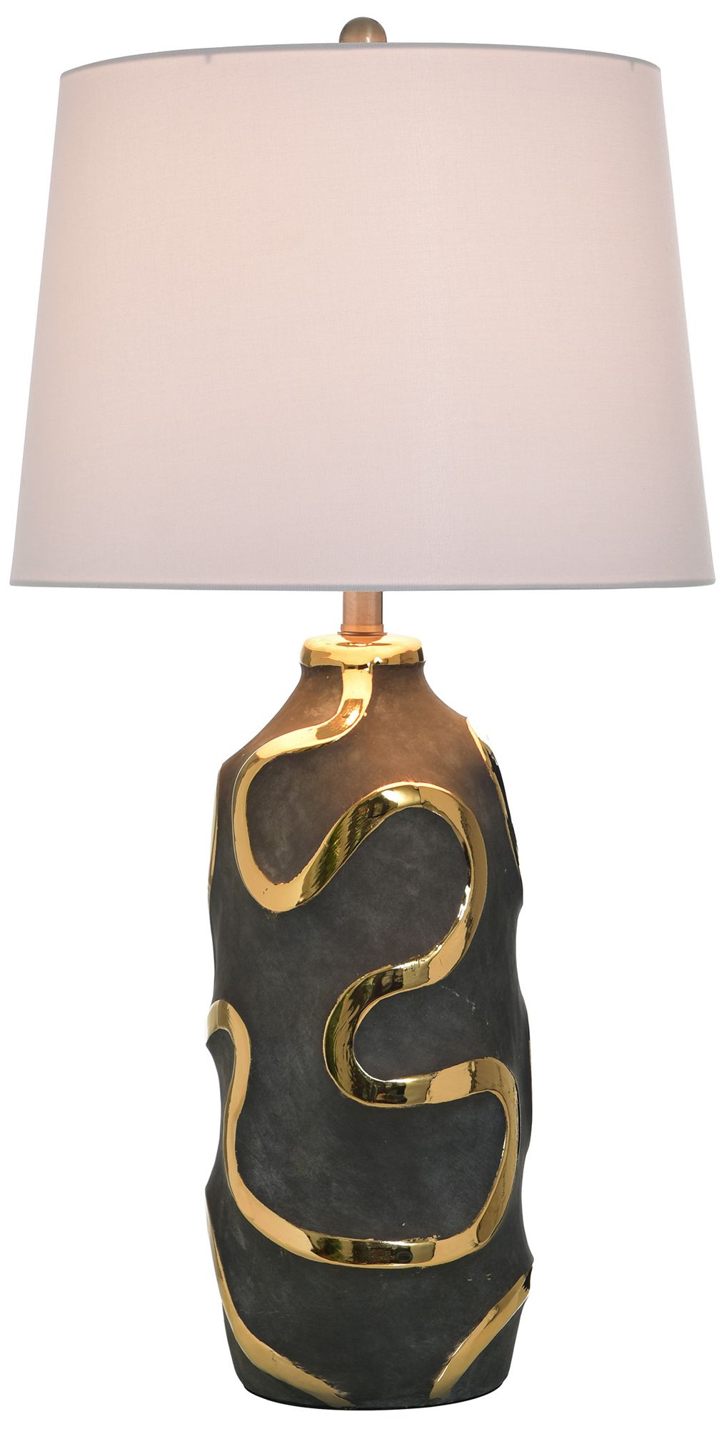 Image 3 StyleCraft Ceramic 32" High Izmir Gold Table Lamp with White Shade more views