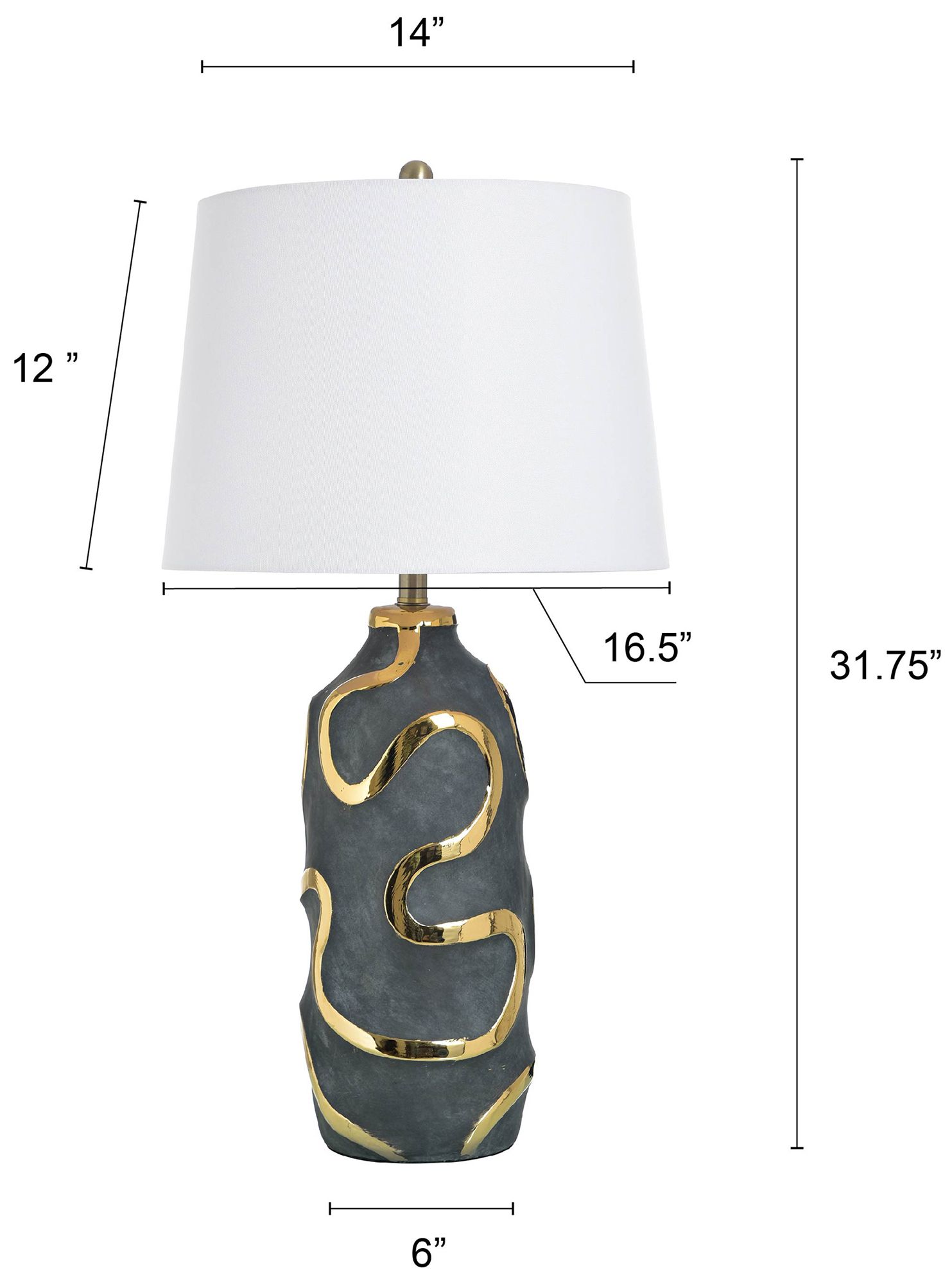 Image 7 StyleCraft Ceramic 32" High Izmir Gold Table Lamp with White Shade more views