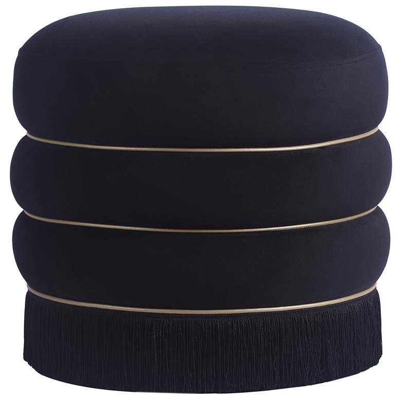 Image 1 Stylecraft Chandra 17 1/4" Wide Black Boucle Upholstered Ottoman