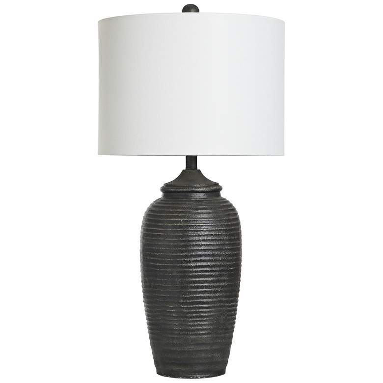 Image 3 Stylecraft Charlotte 32" High Matte Black Grooved Base Table Lamp