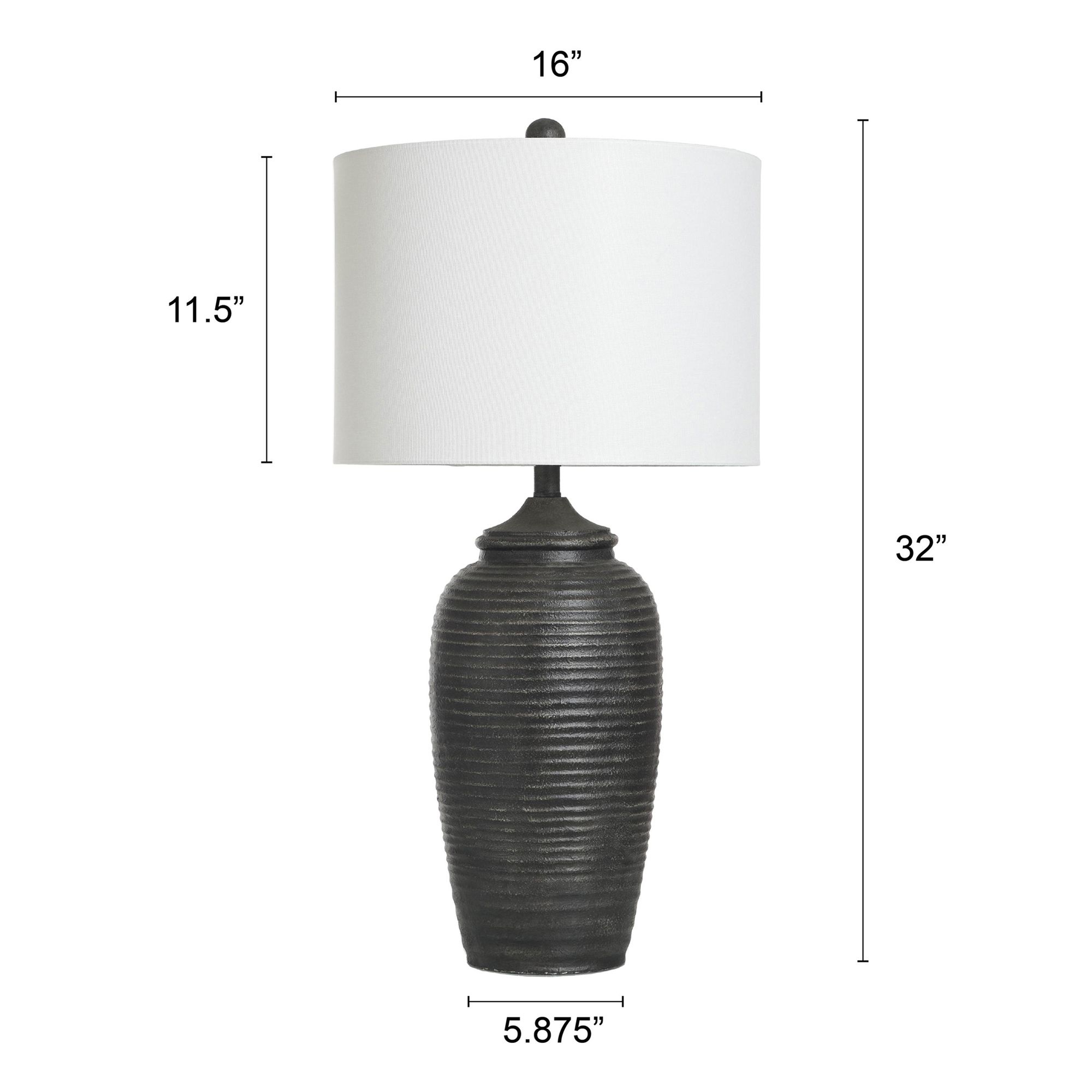 Stylecraft Charlotte 32" High Matte Black Grooved Base Table Lamp in scene