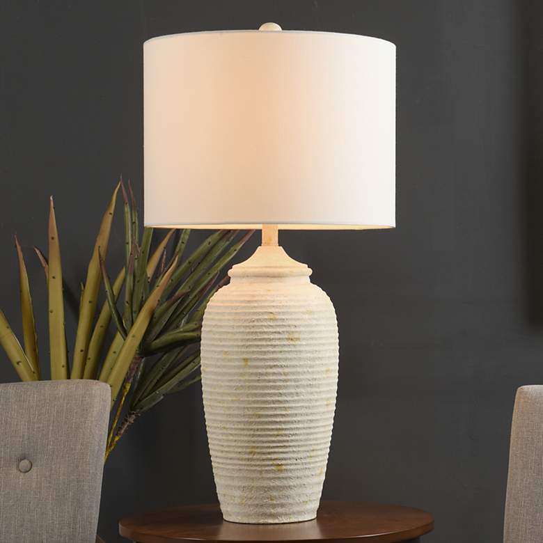 Image 1 Stylecraft Charlotte 32" High Textured Cream White Table Lamp