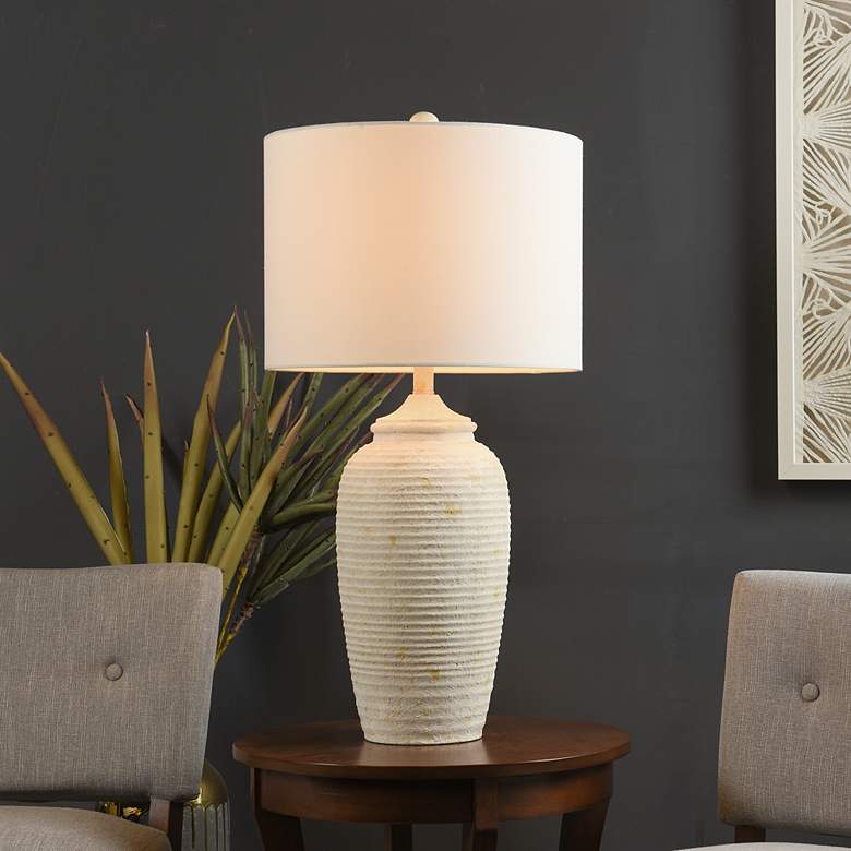 Image 6 Stylecraft Charlotte 32" High Textured Cream White Table Lamp more views