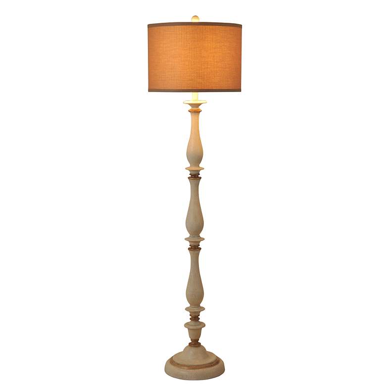 Image 3 Stylecraft Charlton 61" High Crackled White and Gold Finish Floor Lamp more views