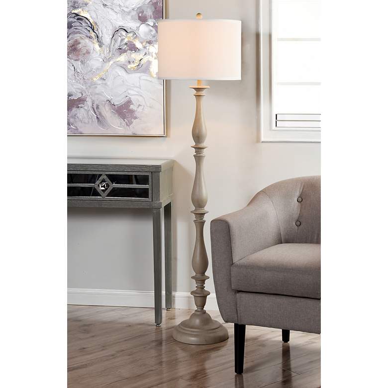 Image 1 Stylecraft Charlton 61" High Taupe Shade Distressed Gray Floor Lamp