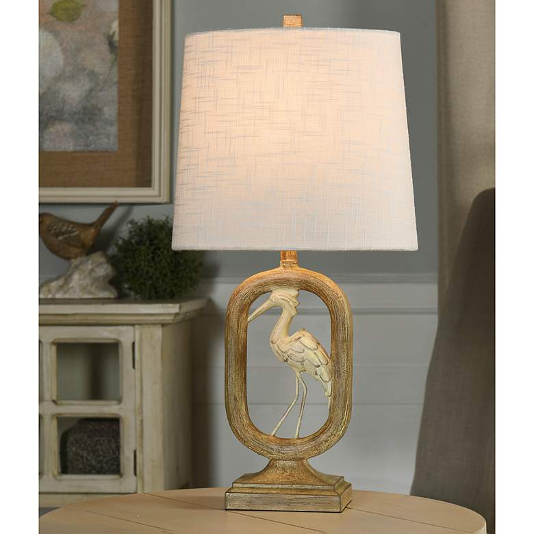 Image 1 Stylecraft Coastal Crane 22.8" Distressed Finish Bird Table Lamp