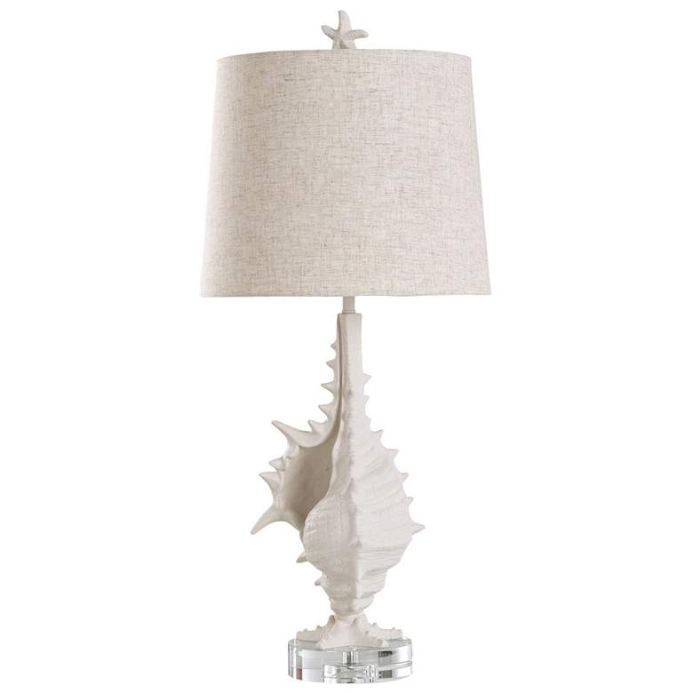 Image 1 Stylecraft Conch Shell 34" High White Sand Finish Coastal Table Lamp