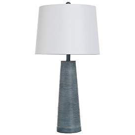 Image1 of Stylecraft Conical 31 1/2" High Washed Blue Denim Table Lamp