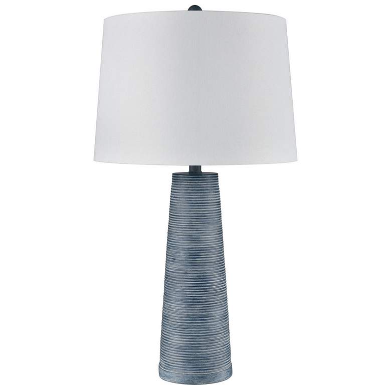 Image 1 Stylecraft Conical 31 1/2" High Washed Blue Denim Table Lamp