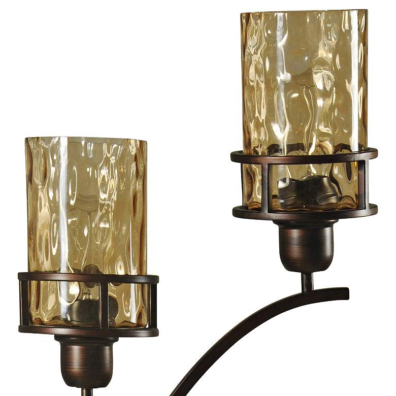 Image 3 Stylecraft Consuela 26" Bronze and Amber Glass Uplight Table Lamp more views