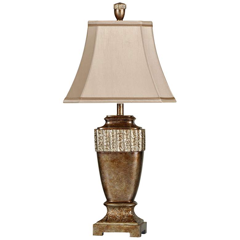 Image 3 Stylecraft Conway 32 inch Bronze and Silver Leaf Traditional Table Lamp