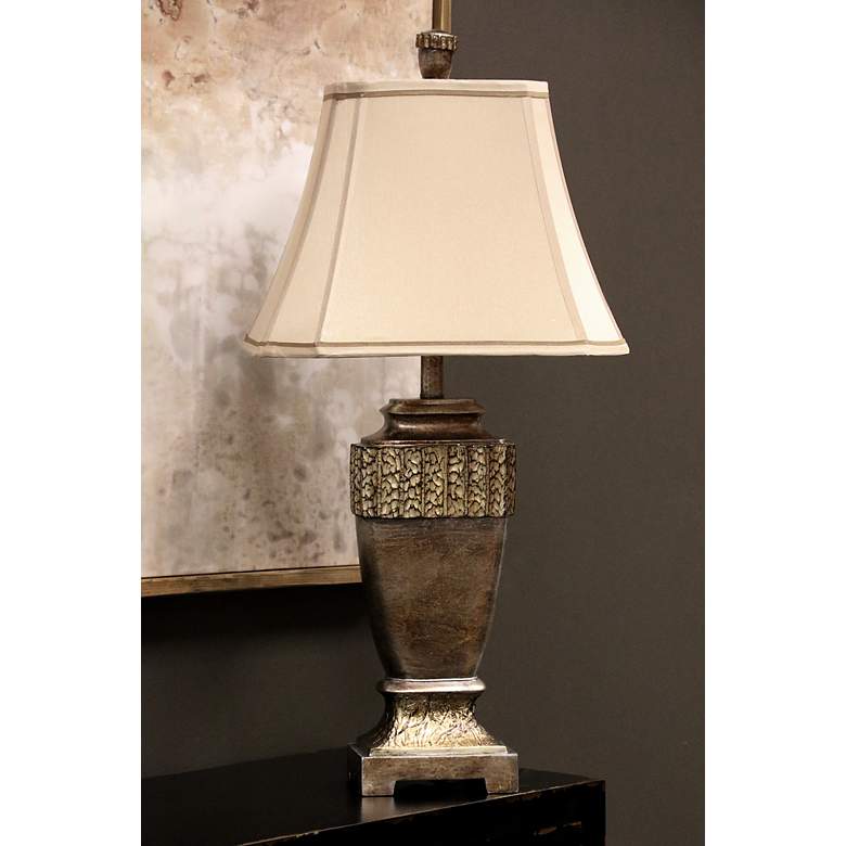 Image 2 Stylecraft Conway 32" Bronze and Silver Leaf Traditional Table Lamp