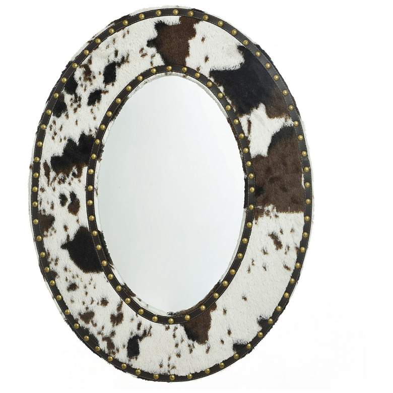 Image 1 StyleCraft Cow Hide Mirror Faux Animal Printed with Hammer Nail Trim