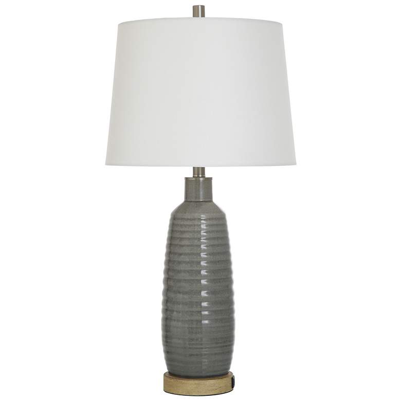 Image 1 Stylecraft Daniel 30" High Gray Washed USB Port Ceramic Table Lamp