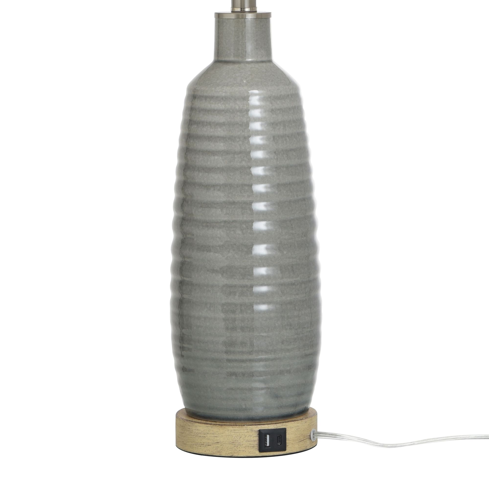 Image 4 Stylecraft Daniel 30" High Gray Washed USB Port Ceramic Table Lamp more views