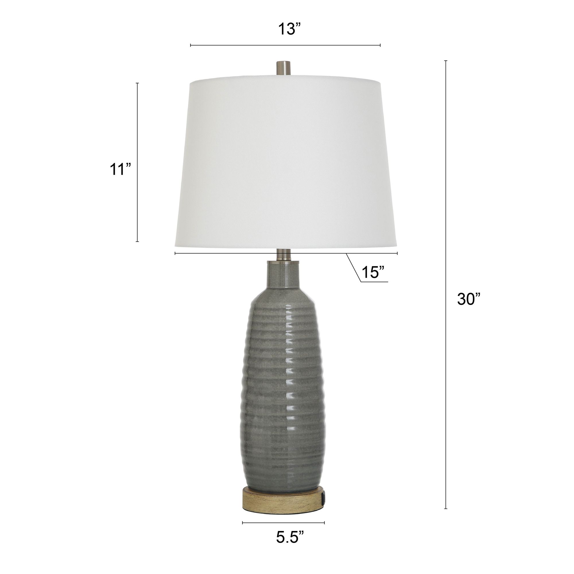 Image 7 Stylecraft Daniel 30" High Gray Washed USB Port Ceramic Table Lamp more views