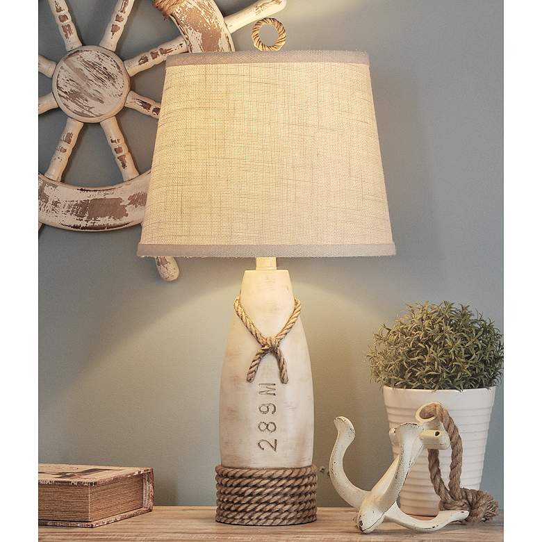 Image 1 Stylecraft Dockside 26.25 Canvas and Distressed White Coastal Table Lamp