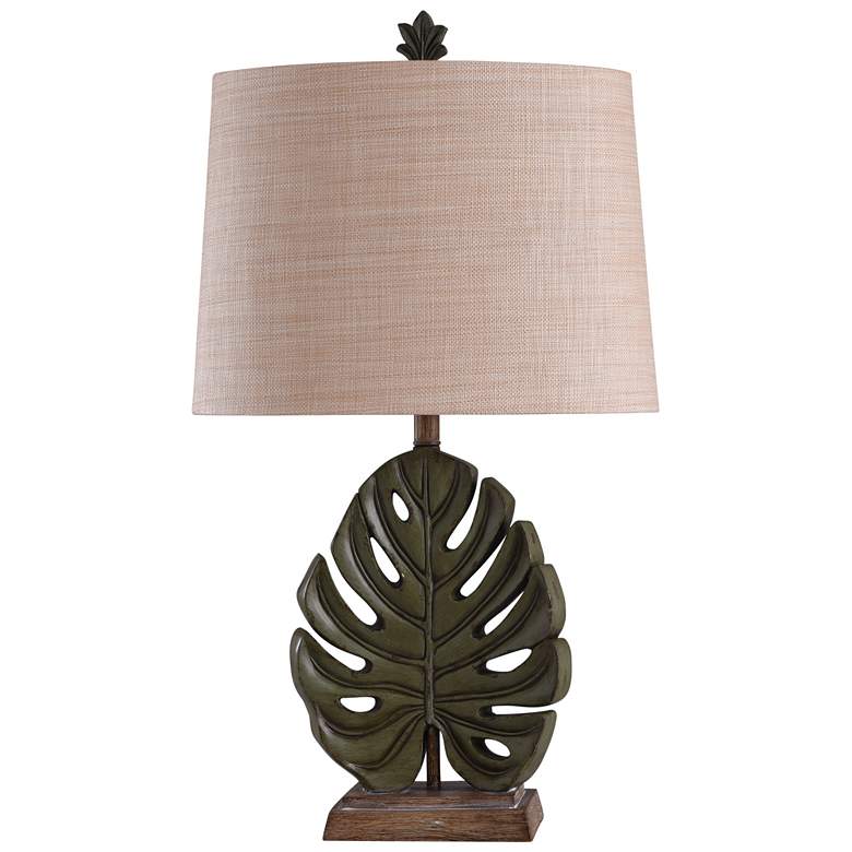 Image 1 Stylecraft Dora 31 1/2 inch High Table Green and Brown Leaf Lamp