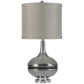 Image1 of Stylecraft Elyse 32" Smoke Glass and Steel Table Lamp
