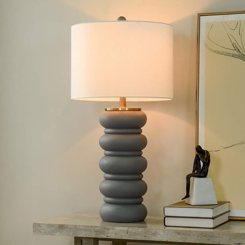 Image 1 Stylecraft Esther 32" High Modern Frosted Charcoal Gray Table Lamp