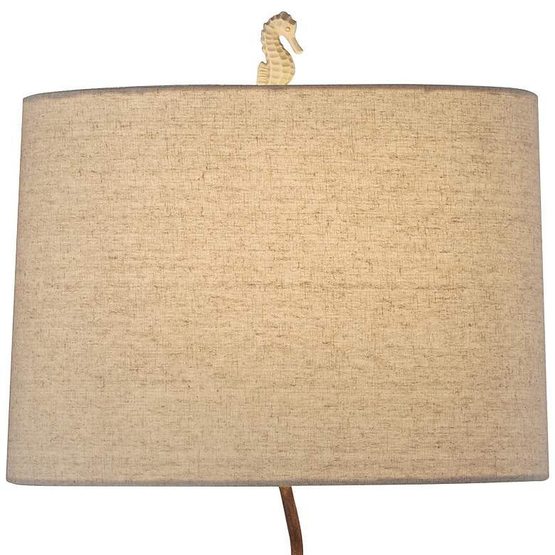 Image 3 Stylecraft Faux Stone and Oatmeal Shade Coastal Style Seahorse Table Lamp more views