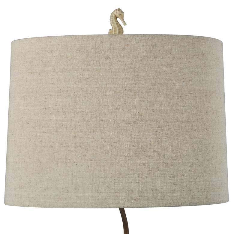 Image 5 Stylecraft Faux Stone and Oatmeal Shade Coastal Style Seahorse Table Lamp more views