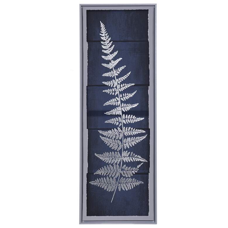 Image 1 StyleCraft Fern 35 12/2" Navy Blue and Silver Printed Canvas Wall Art