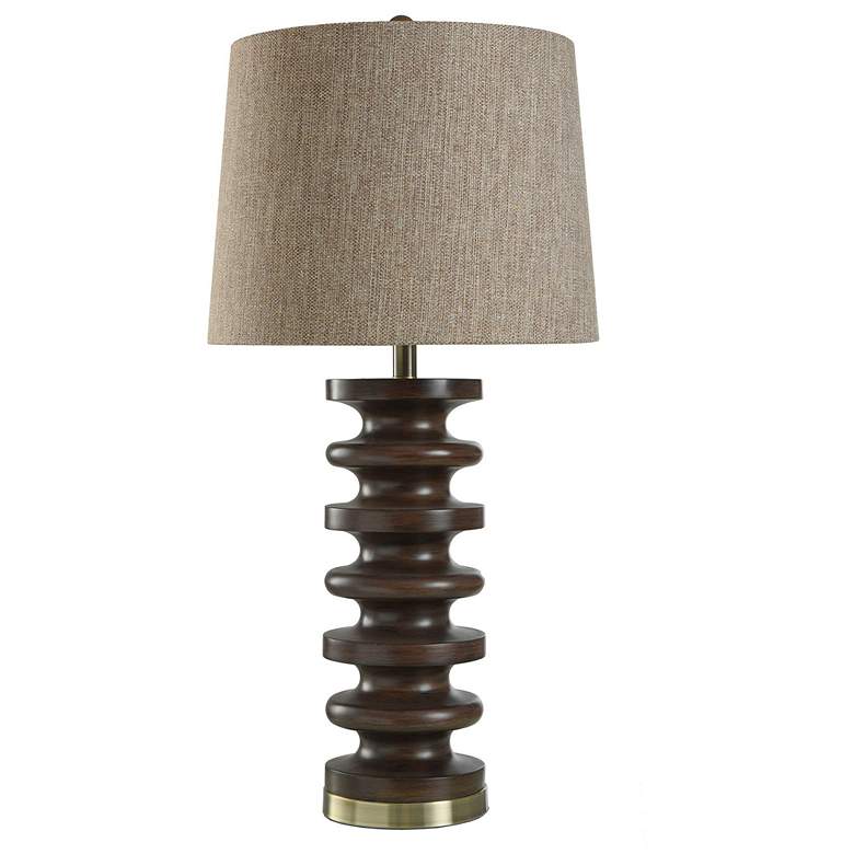 Image 1 StyleCraft Fishbone 32 1/2" High Walnut Ridge Aged Brass Table Lamp
