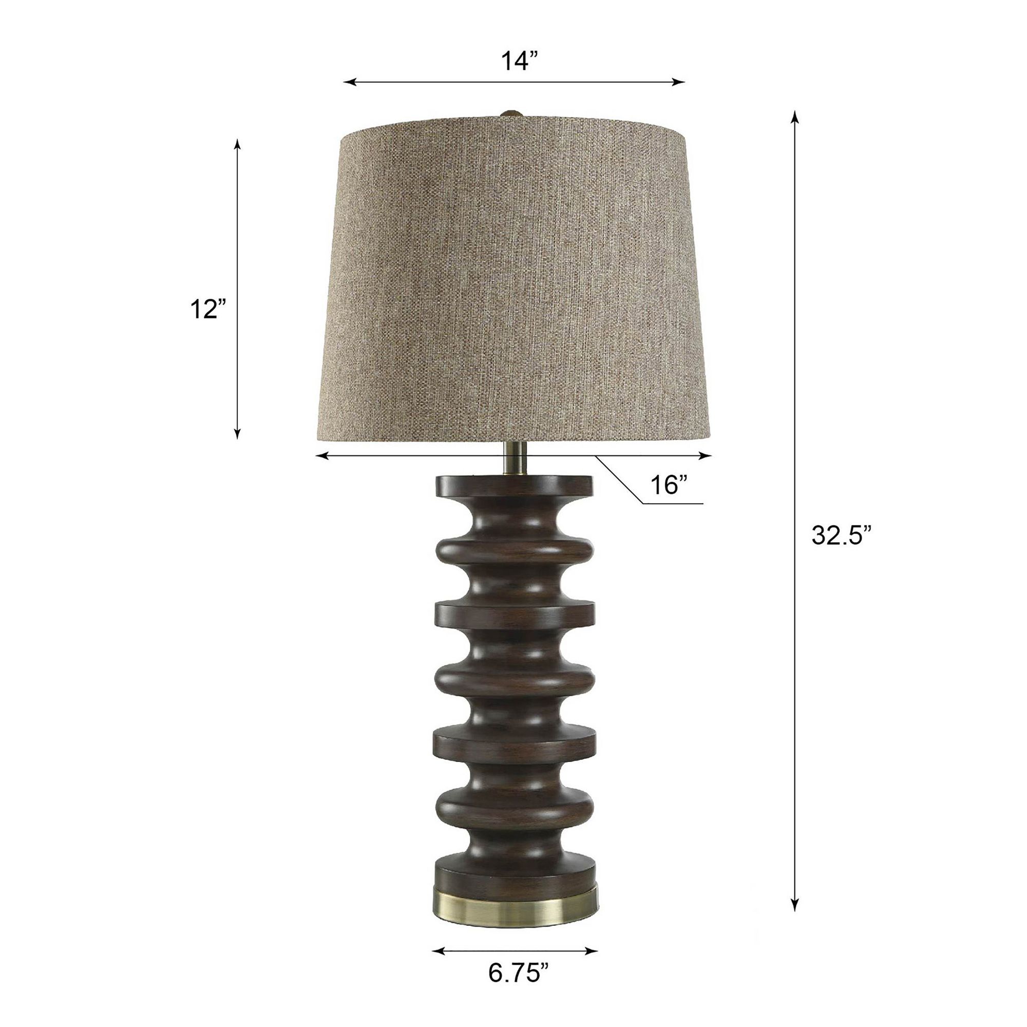 Image 7 StyleCraft Fishbone 32 1/2" High Walnut Ridge Aged Brass Table Lamp more views