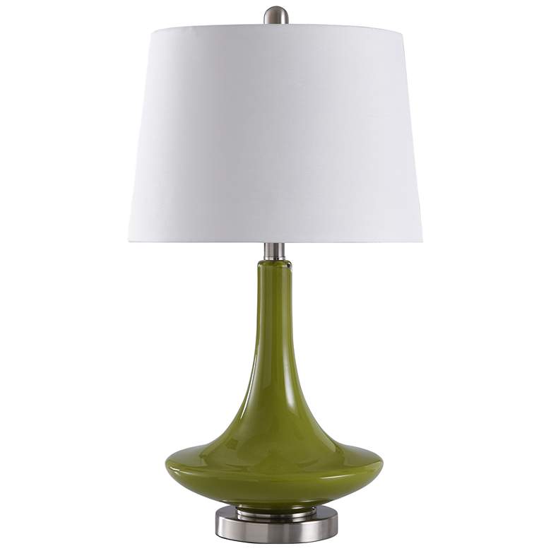 Image 1 Stylecraft Genie Bottle 26 inch Mid-Century Modern Green Glass Table Lamp