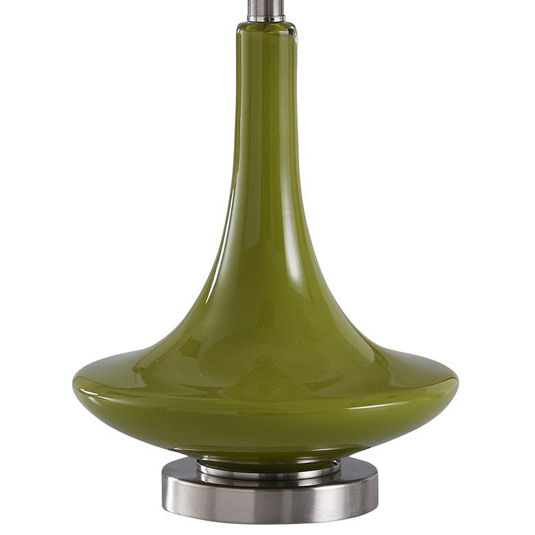 Image 3 Stylecraft Genie Bottle 26 inch Mid-Century Modern Green Glass Table Lamp more views