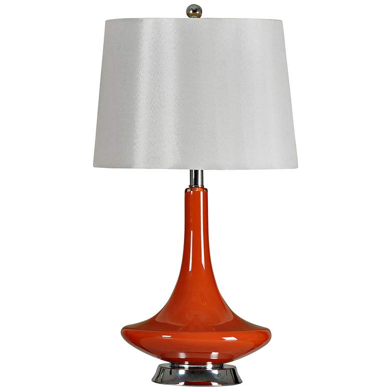 Image 1 Stylecraft Genie Bottle 26 inch Mid-Century Modern Red-Orange Glass Lamp