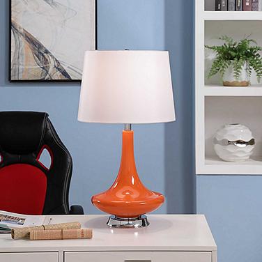 Stylecraft Genie Bottle 26" Mid-Century Modern Red-Orange Glass Lamp