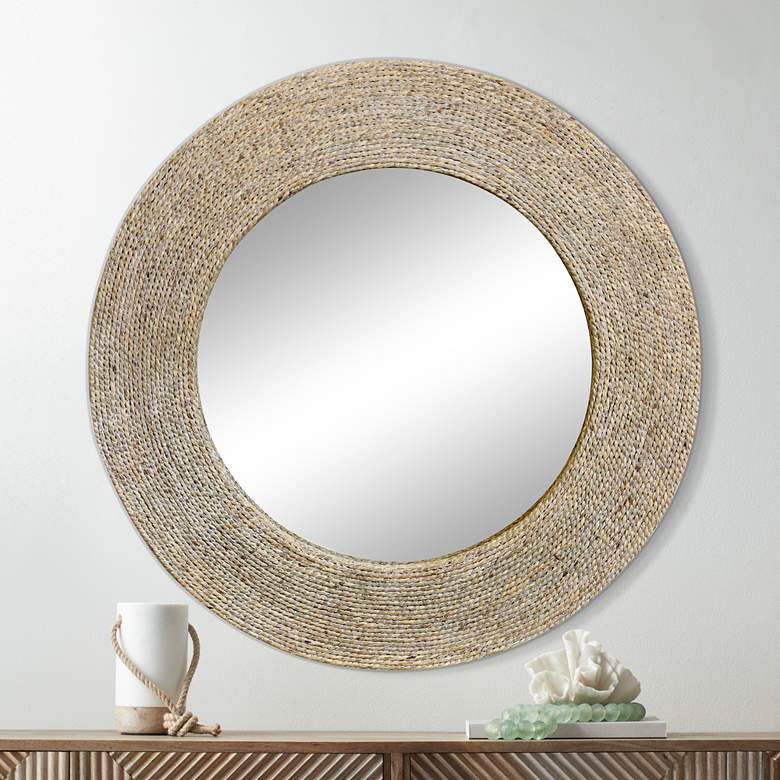 Image 1 Stylecraft Harper Whitewashed Rope 33 inch Round Wall Mirror