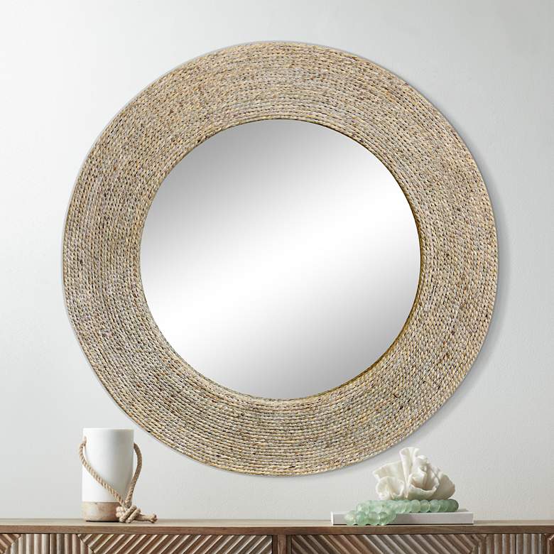 Image 1 Stylecraft Harper Whitewashed Rope 33" Round Wall Mirror